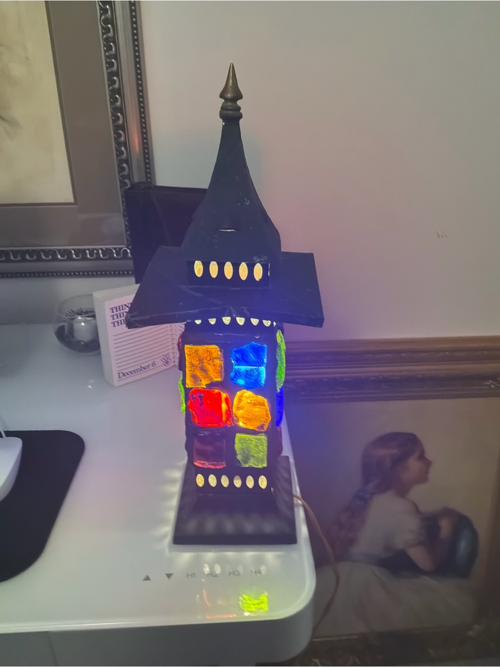 Vintage peter Marsh chunky Colored glass table lamp